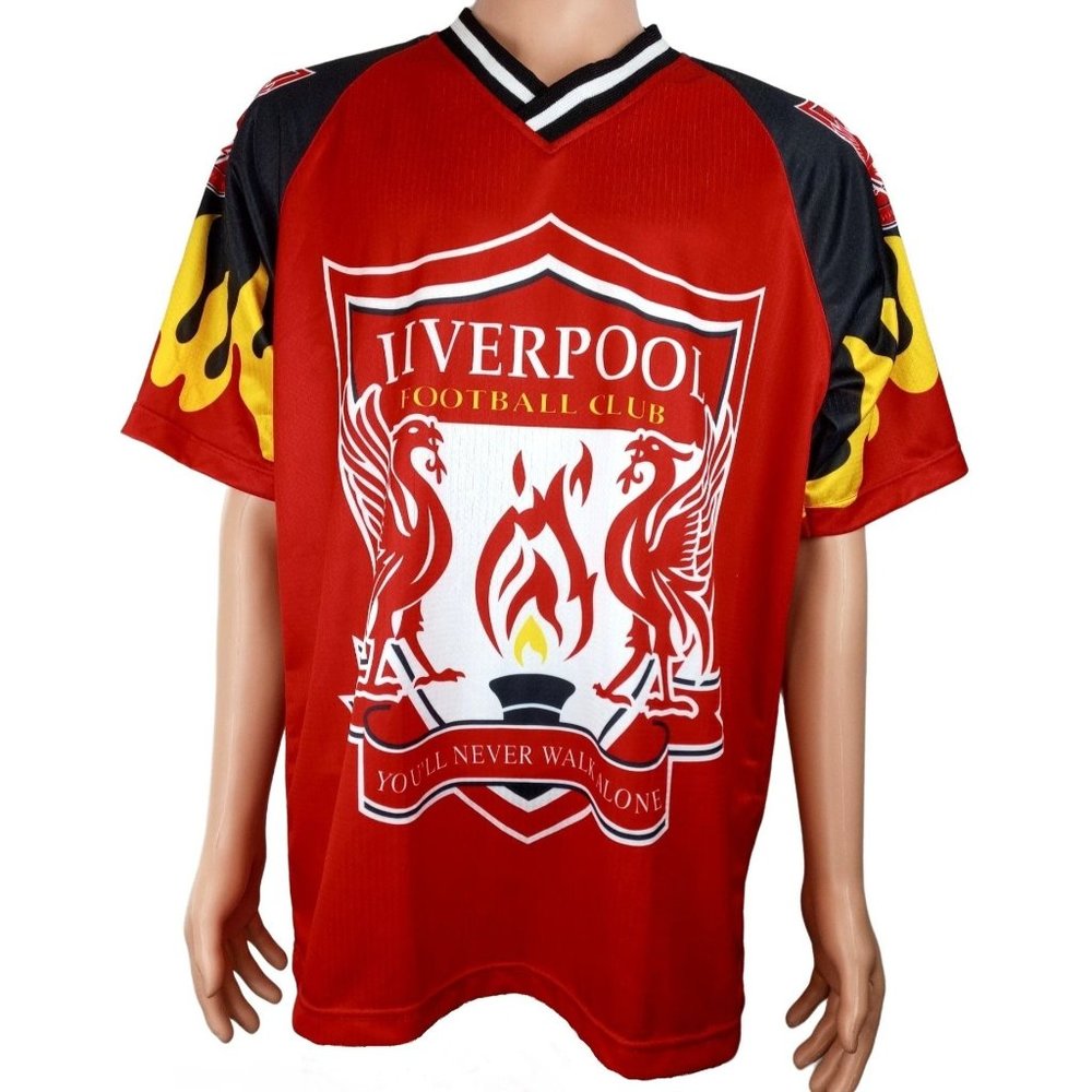Vintage Liverpool LFC Football Club Jersey Satin Official England Soccer Enfield